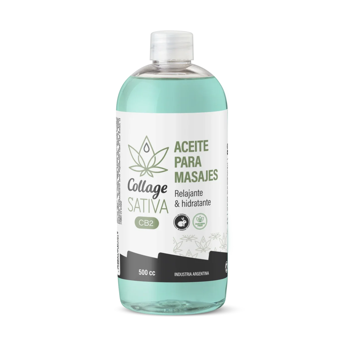 Collage Sativa CB2 Aceite para Masajes Relajantes 500cc